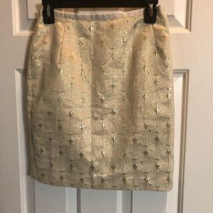 Gold Lame Stitched Mini Skirt.